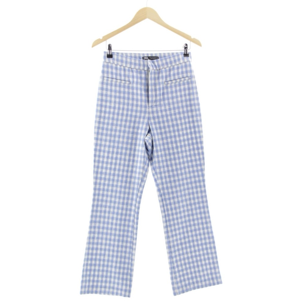 Zara Blue and White Checkered Gingham Pants - Picture 1 of 6